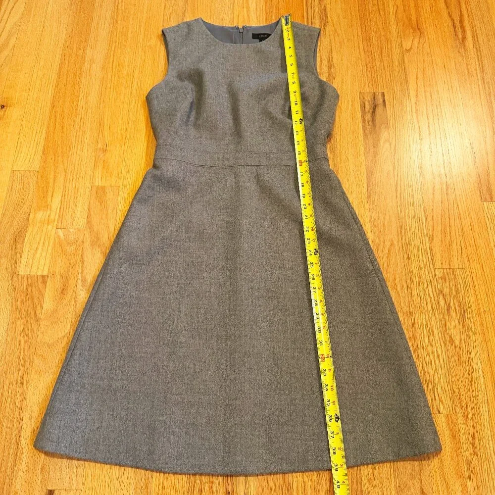 J.Crew Medium Gray Double Serge Wool Fit & Flare Dress Sleeveless Sz 6 - Picture 9 of 11